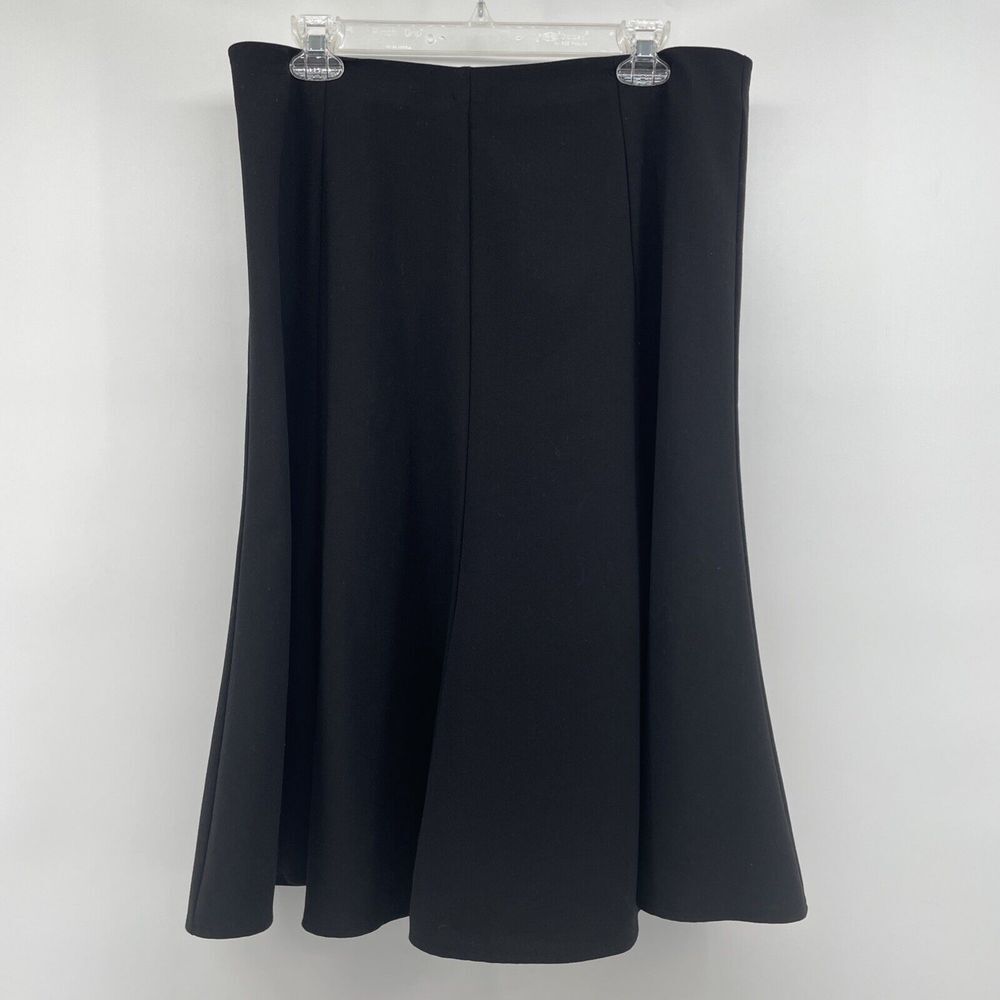 Worthington Skirt Women's 12 Black Fit Flare Midi Zip Lined‎ Capsule Minimalist